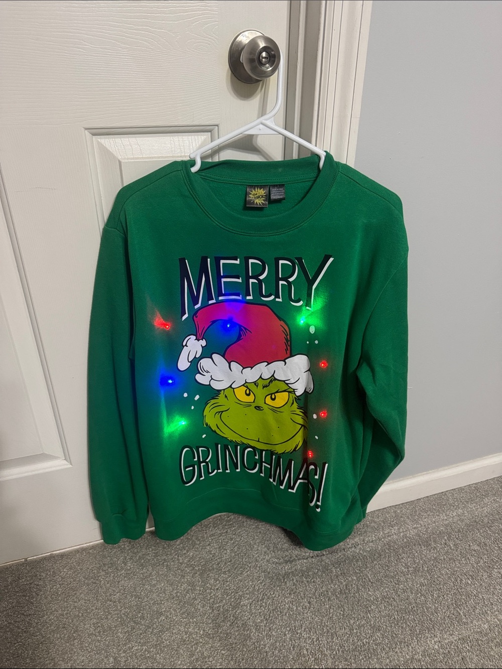 Merry Grinchmas Light-Up Green Holiday Sweatshirt